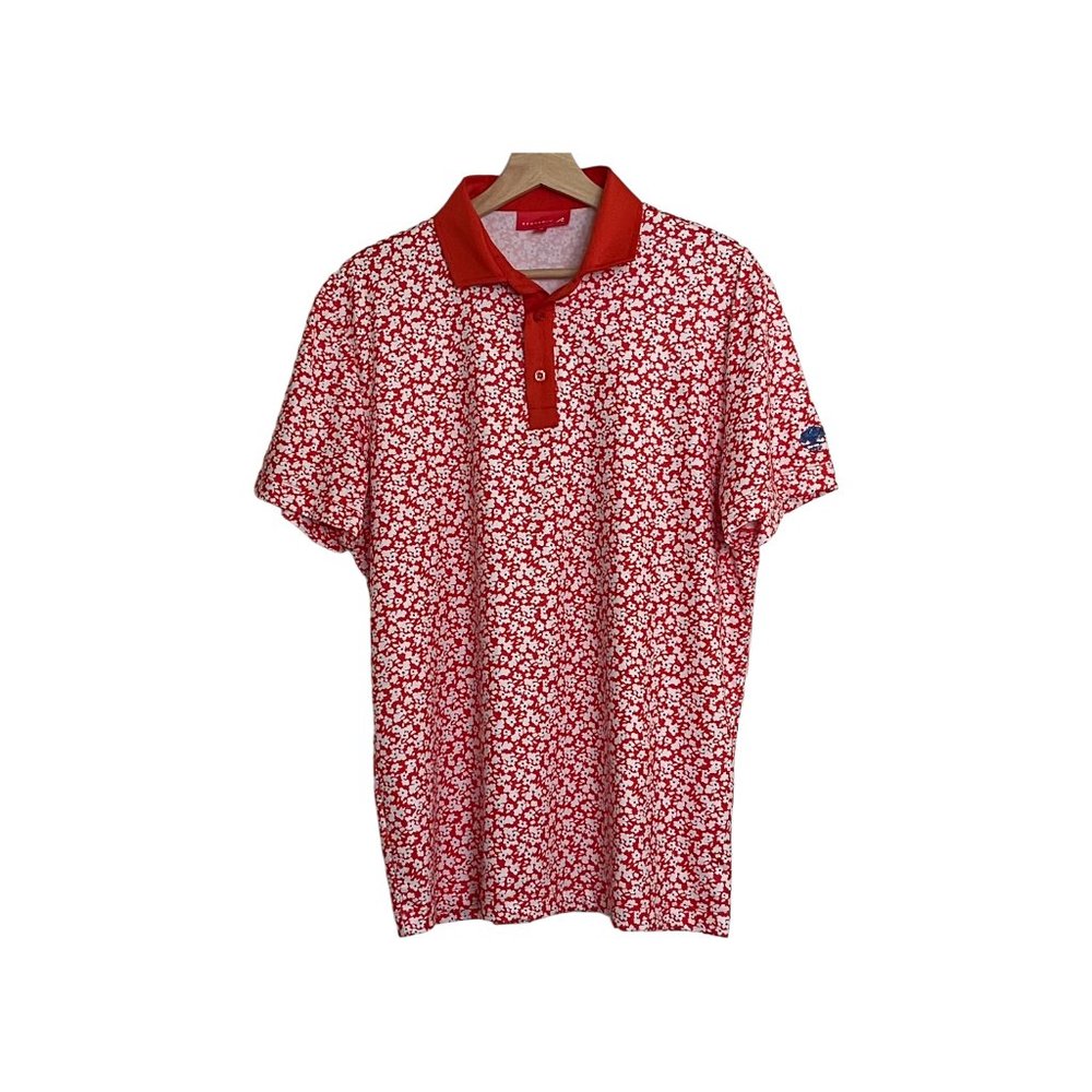 Redvanly Men's Sutton Golf Performance Polo in Red Floral Print Size Medium